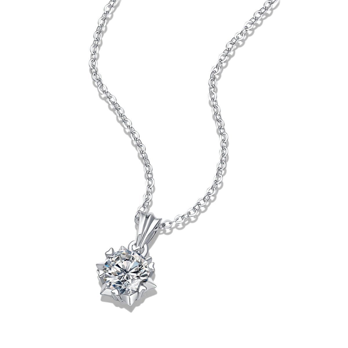 Moissanite CZ Snowflake Rolo Chain 925 Sterling Silver Necklace