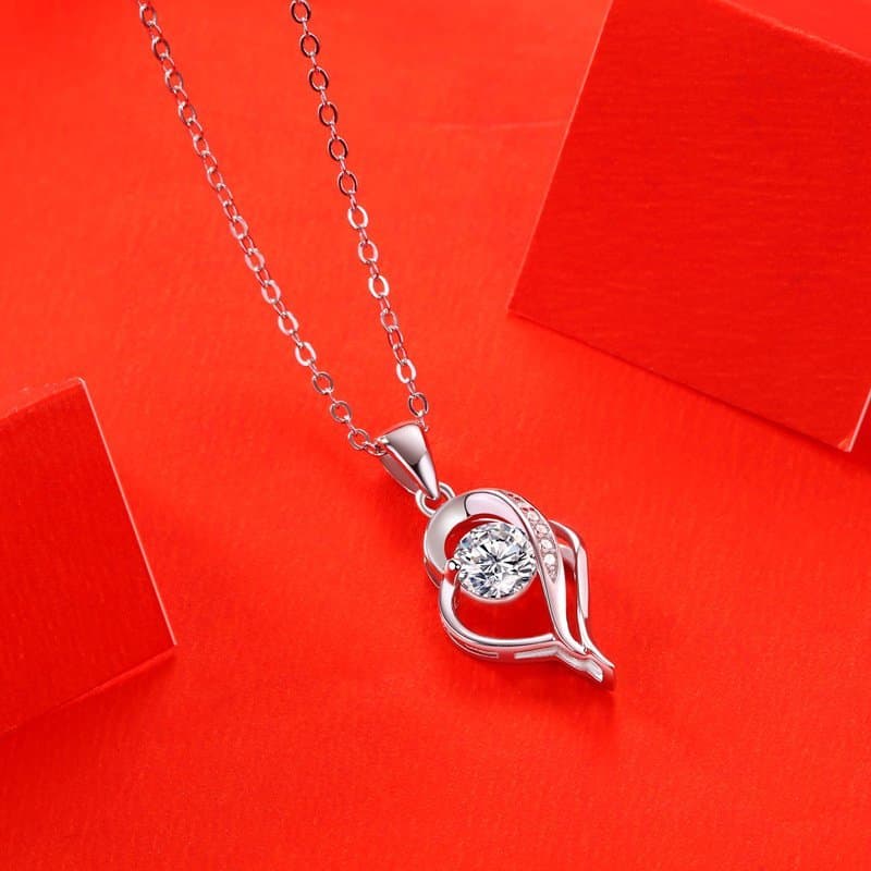 Moissanite CZ Irregular Heart 925 Sterling Silver Necklace