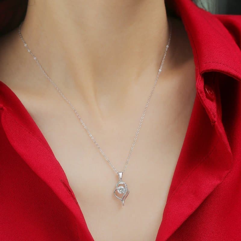 Moissanite CZ Irregular Heart 925 Sterling Silver Necklace