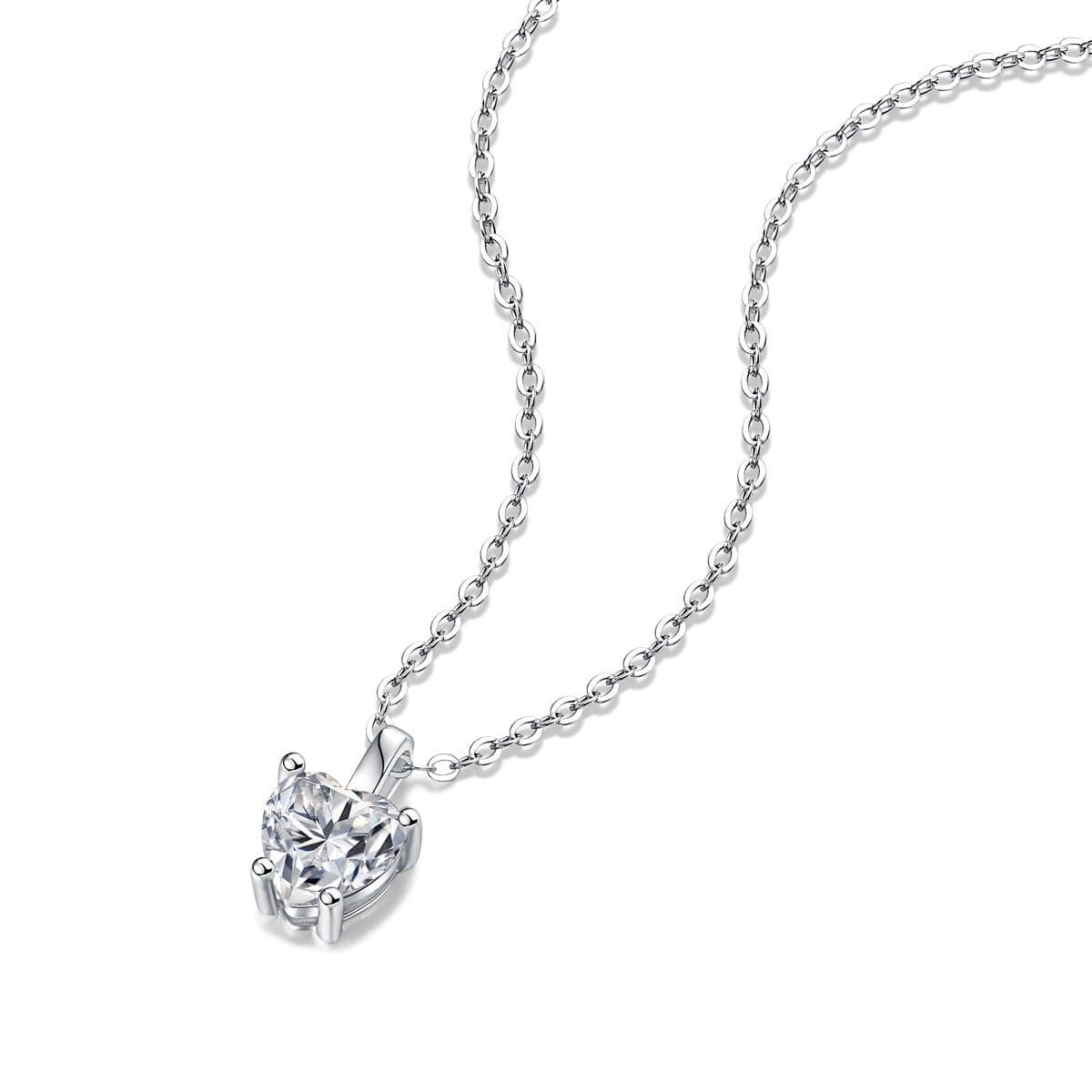 Moissanite CZ Heart Dangle 925 Sterling Silver Necklace