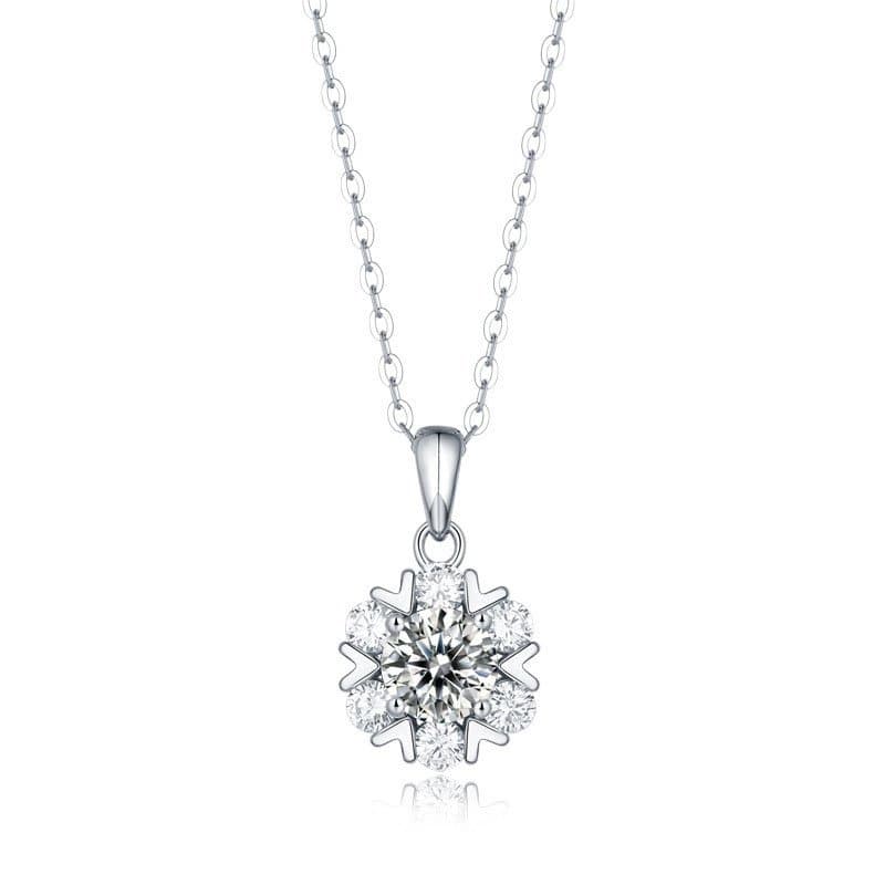 Moissanite CZ Snowflake 925 Sterling Silver Necklace