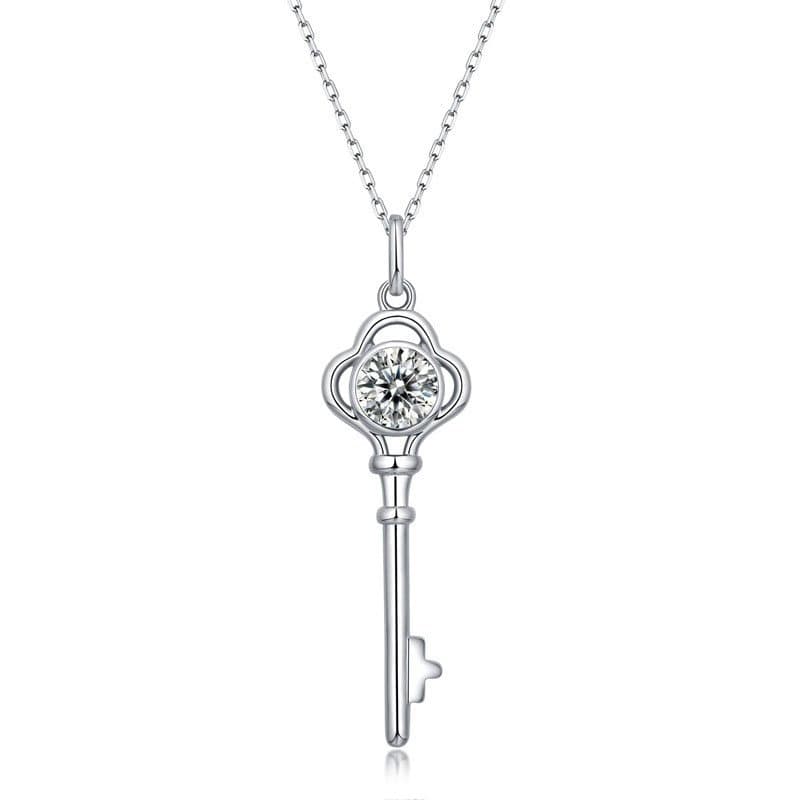 Moissanite CZ Key 925 Sterling Silver Necklace