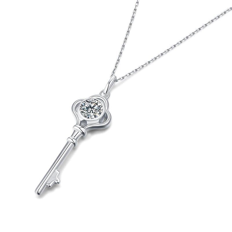 Moissanite CZ Key 925 Sterling Silver Necklace