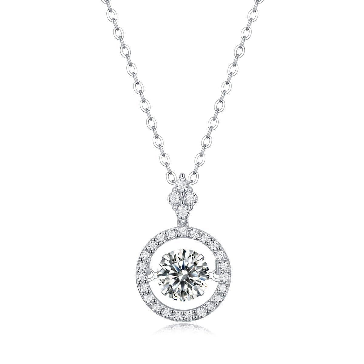 Dancing Moissanite CZ Circle 925 Sterling Silver Necklace
