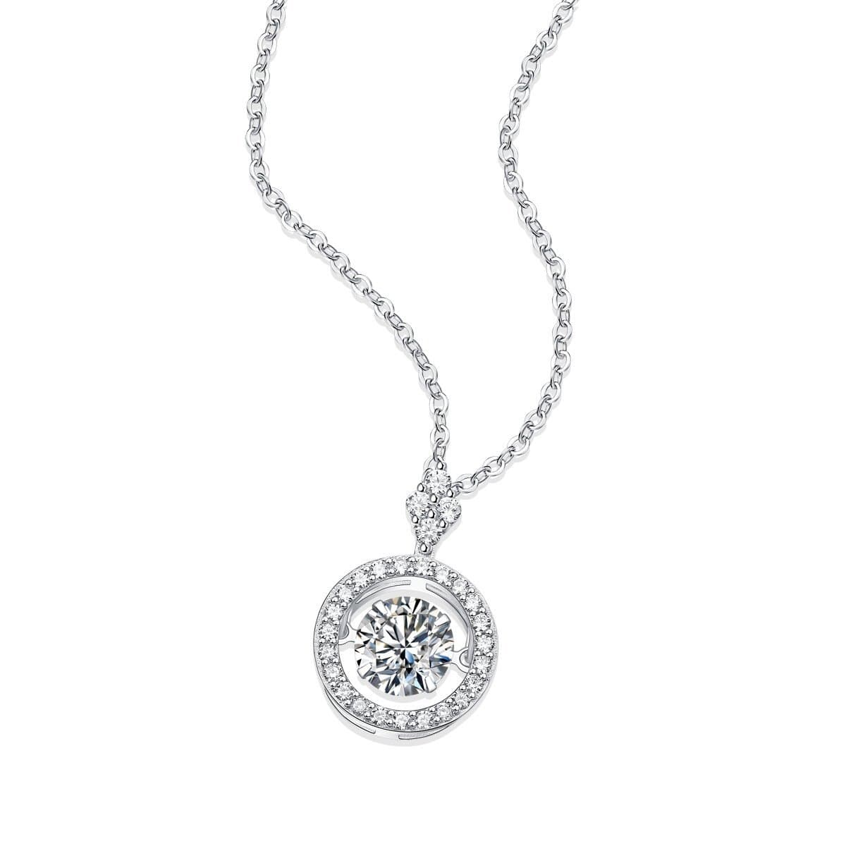 Dancing Moissanite CZ Circle 925 Sterling Silver Necklace