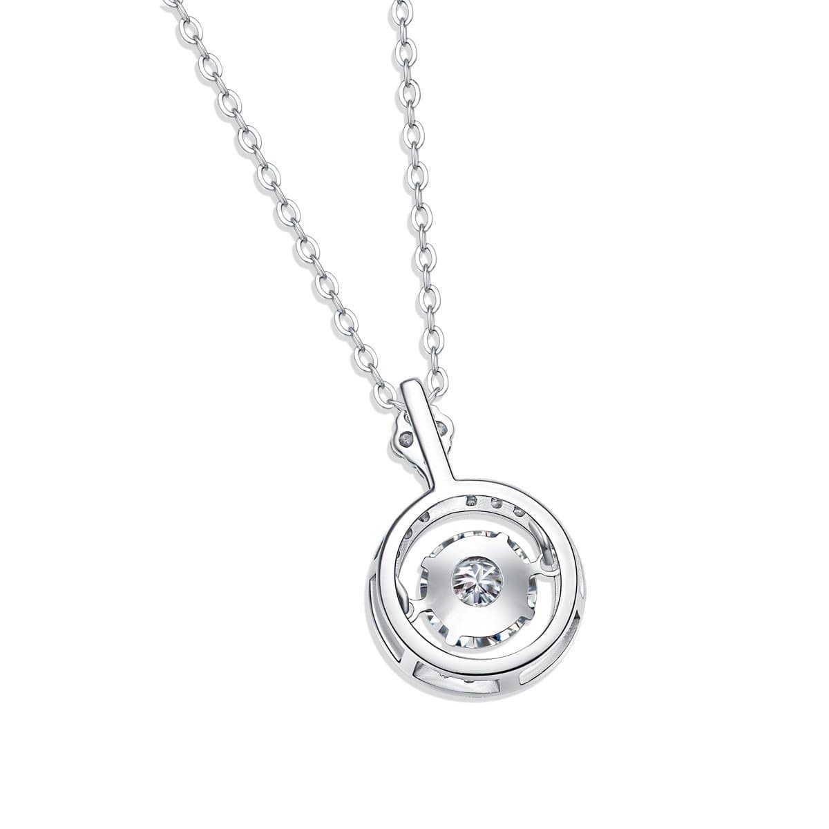 Dancing Moissanite CZ Circle 925 Sterling Silver Necklace