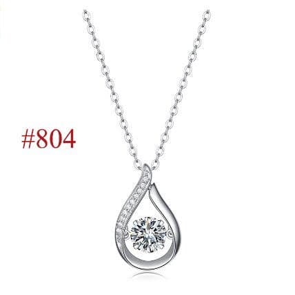 Moissanite CZ Waterdrop Round Flower 925 Sterling Silver Necklace