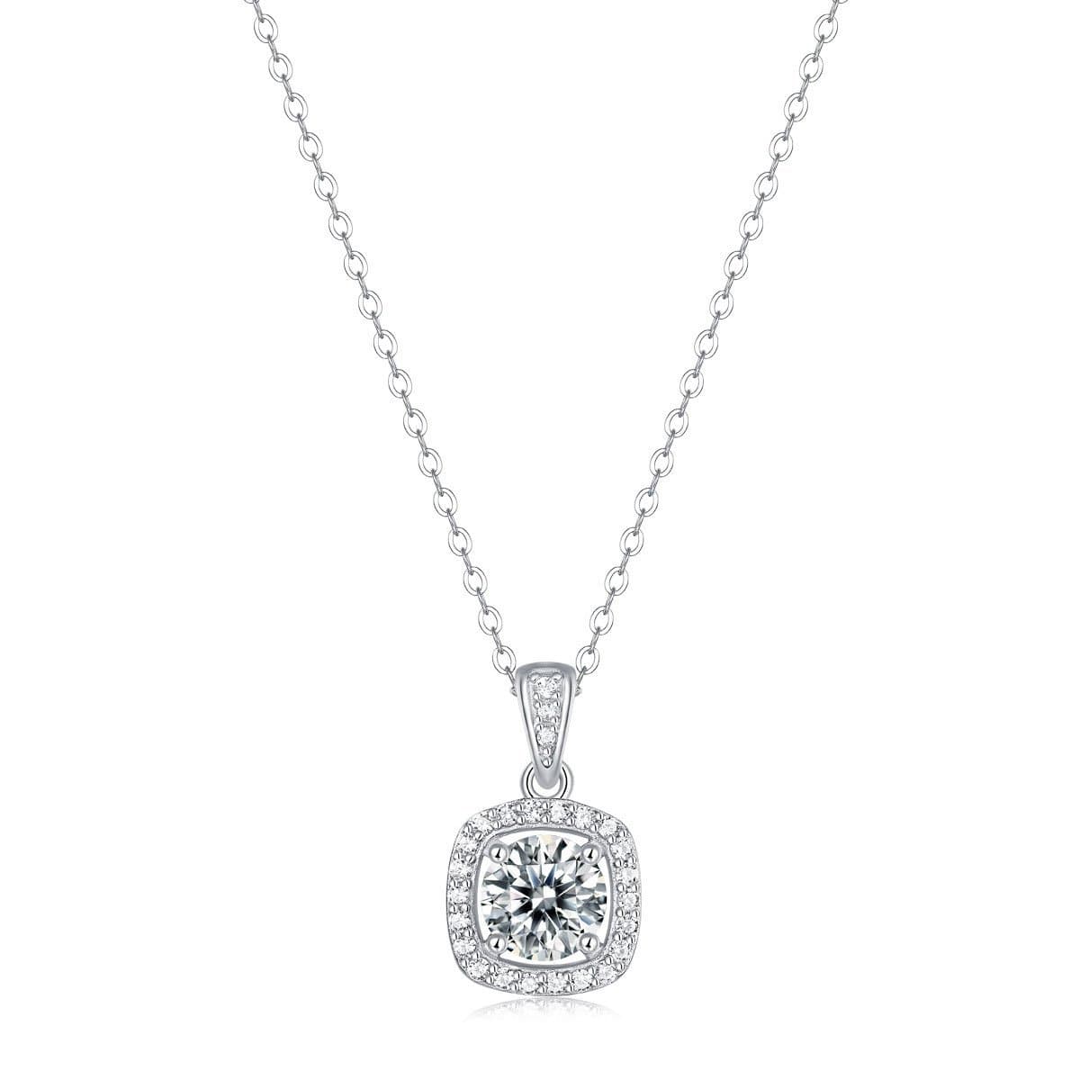 Moissanite CZ Waterdrop Round Flower 925 Sterling Silver Necklace