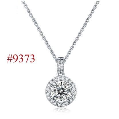 Moissanite CZ Waterdrop Round Flower 925 Sterling Silver Necklace