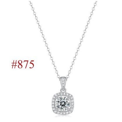 Moissanite CZ Waterdrop Round Flower 925 Sterling Silver Necklace