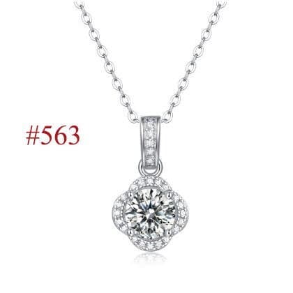 Moissanite CZ Waterdrop Round Flower 925 Sterling Silver Necklace