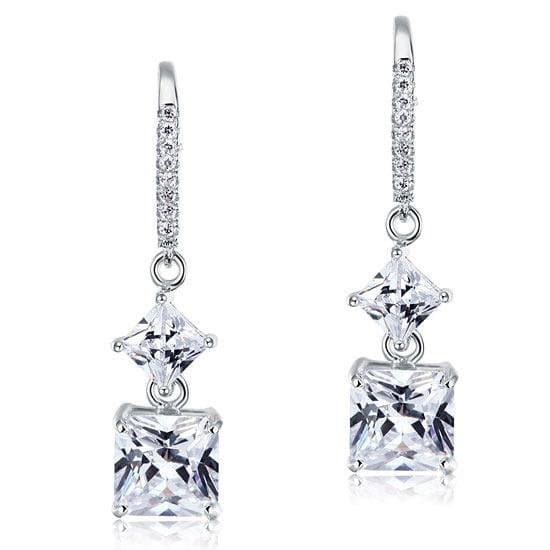 2 Carat Princess Cut Created Diamond Dangle Drop Earrings