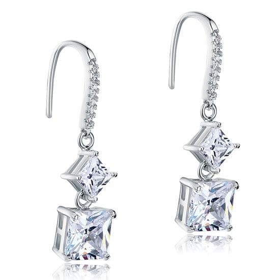2 Carat Princess Cut Created Diamond Dangle Drop Earrings