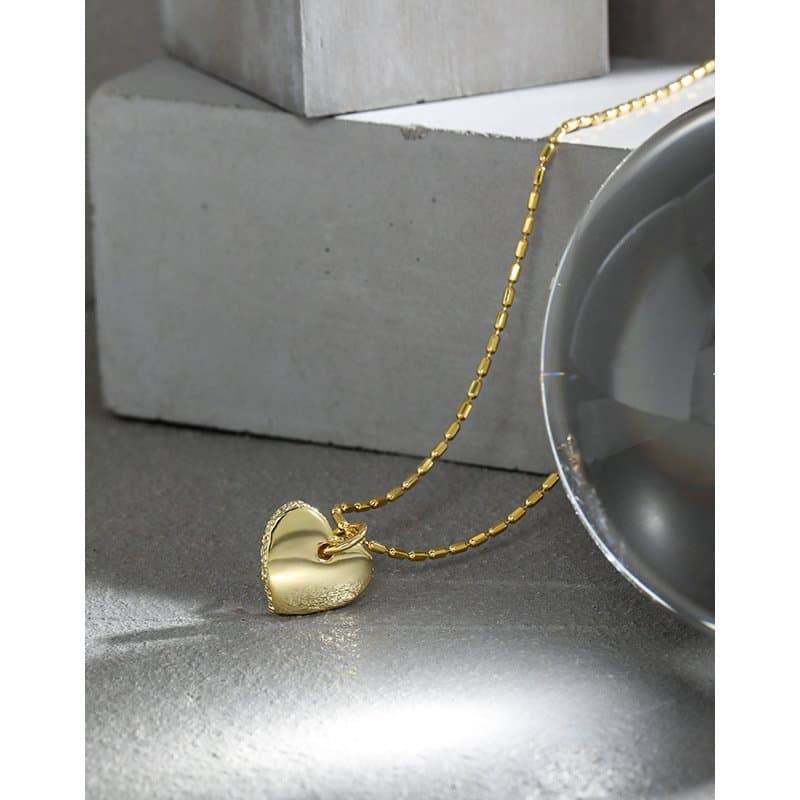 Tube Beads Heart 925 Sterling Silver Necklace