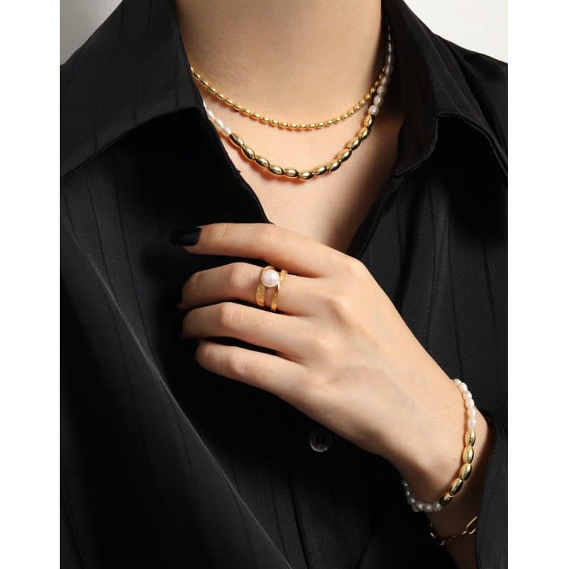 Asymmetric Oval Natural Pearl Waterdrop 925 Sterling Silver Necklace