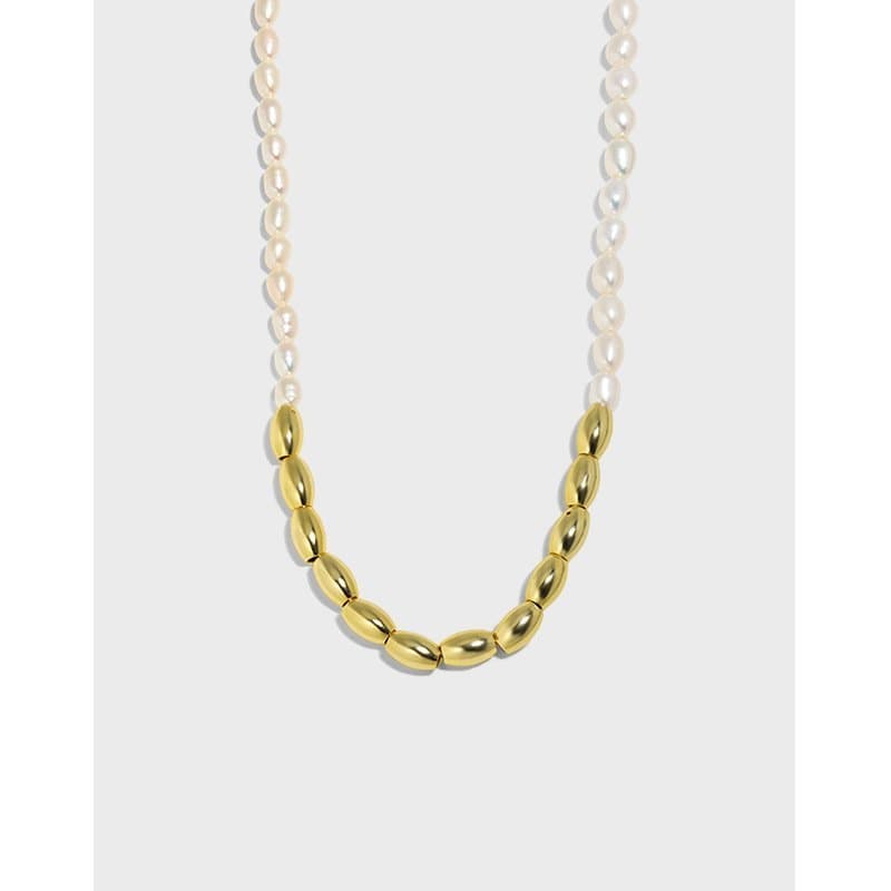 Asymmetric Oval Natural Pearl Waterdrop 925 Sterling Silver Necklace