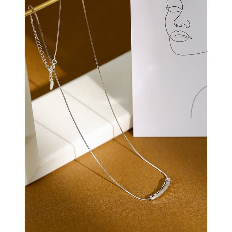 Snake Chain Irregular Waterdrop 925 Sterling Silver Necklace