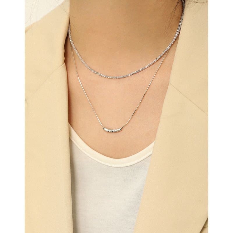 Snake Chain Irregular Waterdrop 925 Sterling Silver Necklace
