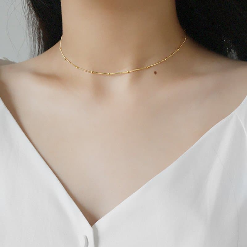 Mini Beads 925 Sterling Silver Choker Necklace