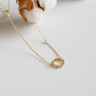 Classic Geometric CZ Circle Garland 925 Sterling Silver Necklace