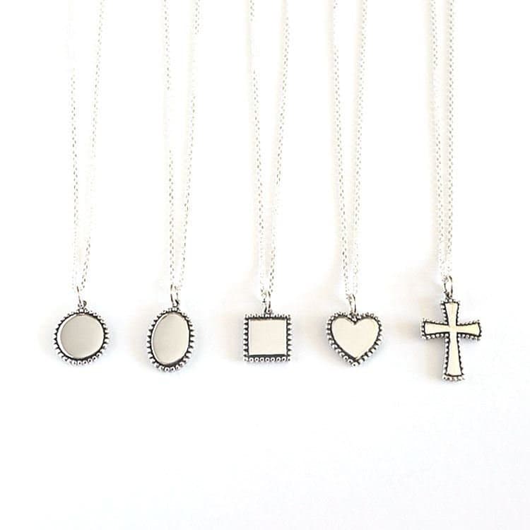 Minimalism Vintage Round Heart Square Cross 925 Sterling Silver Necklace