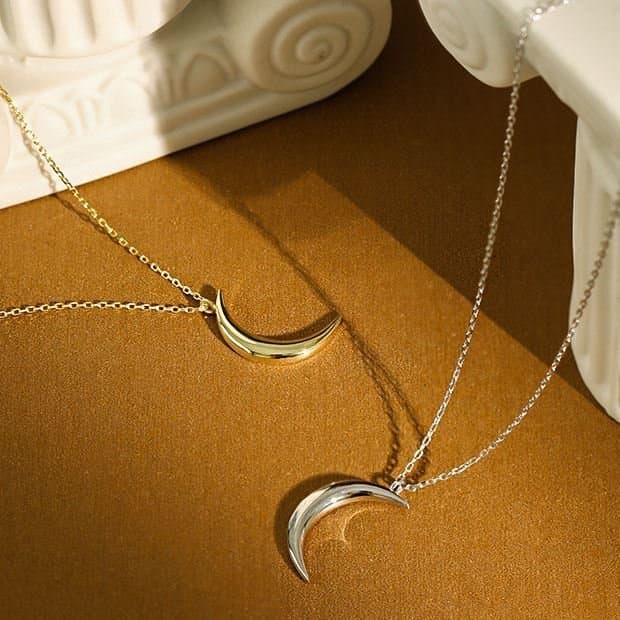 Crescent Moon 925 Sterling Silver Necklace