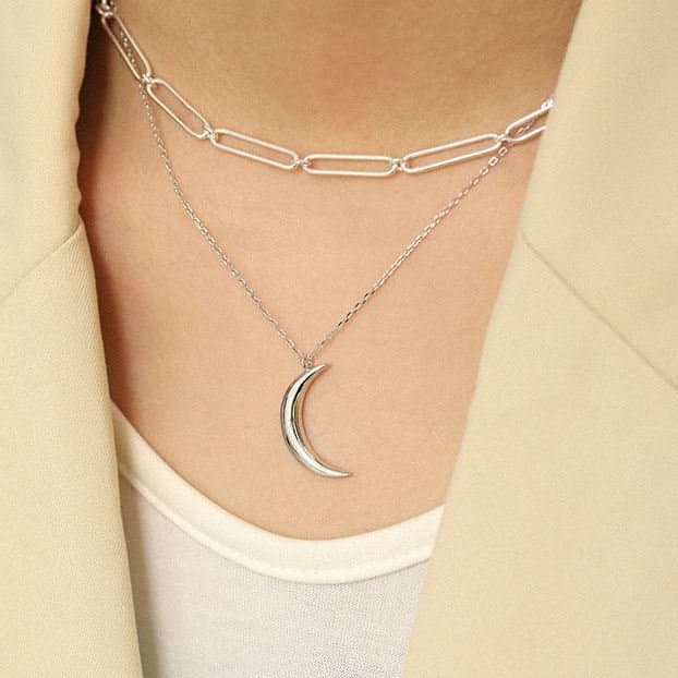 Crescent Moon 925 Sterling Silver Necklace