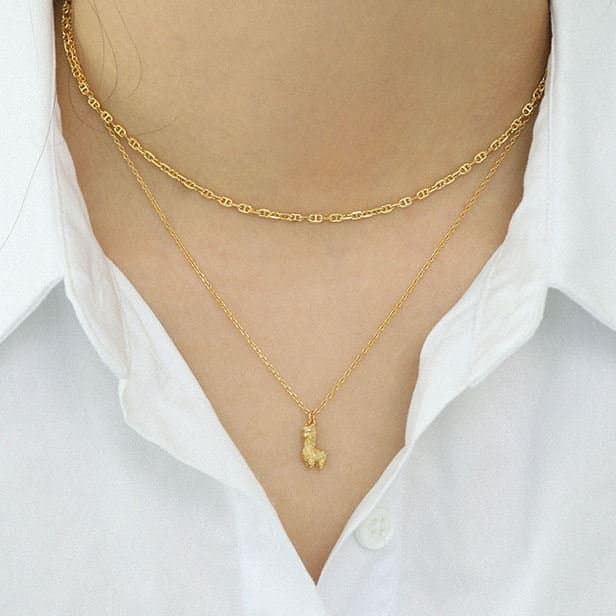 Mini Alpaca Animal 925 Sterling Silver Necklace