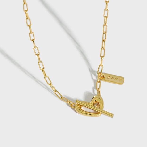 Irregular Hollow Heart LOVE Letter 925 Sterling Silver Necklace