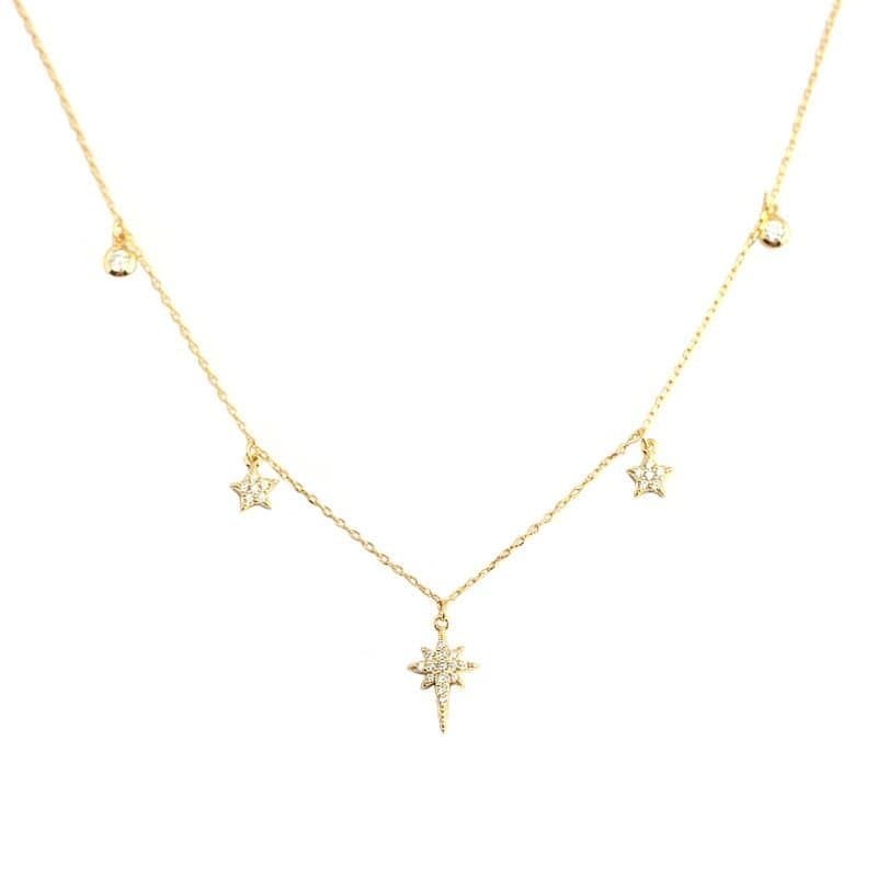 CZ Shining Stars 925 Sterling Silver Necklace