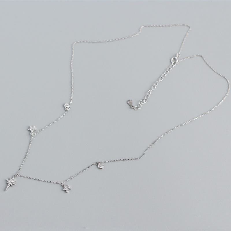 CZ Shining Stars 925 Sterling Silver Necklace