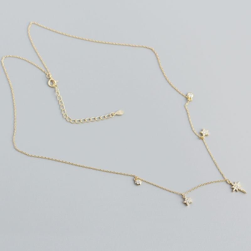 CZ Shining Stars 925 Sterling Silver Necklace