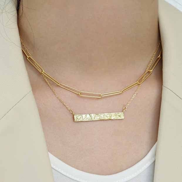Geometric Rectangle Tag 925 Sterling Silver Necklace