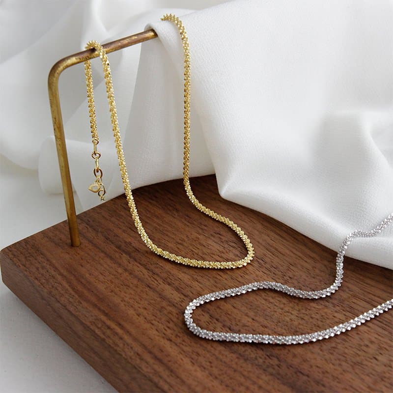Nugget Crisscross 925 Sterling Silver Necklace