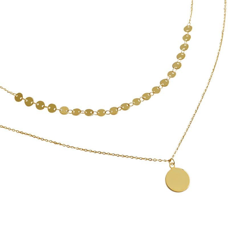 Geometric Wafer Double Layer 925 Sterling Silver Necklace