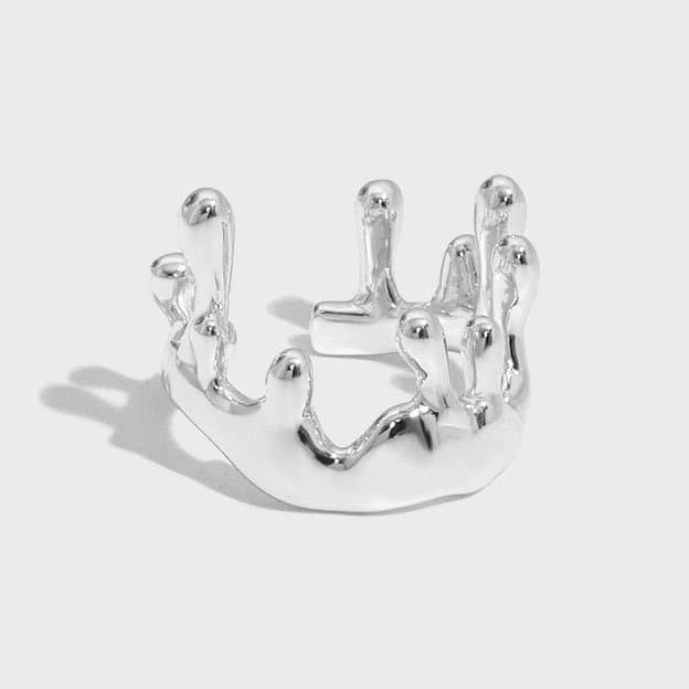 Irregular Candle Crown Solid 925 Sterling Silver Adjustable Ring