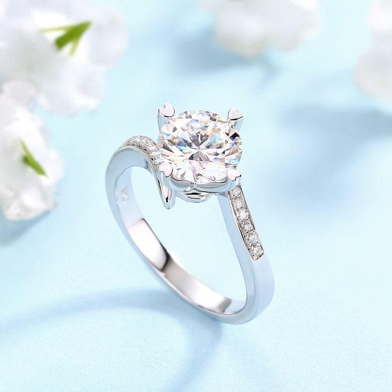1.5 Carat Moissanite Diamond Ring Heart Shape Prong