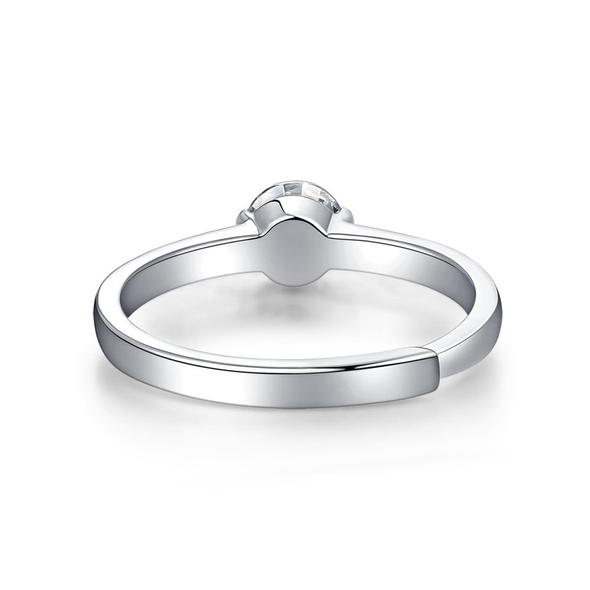 Single Moissanite CZ Round 925 Sterling Silver Adjustable Ring