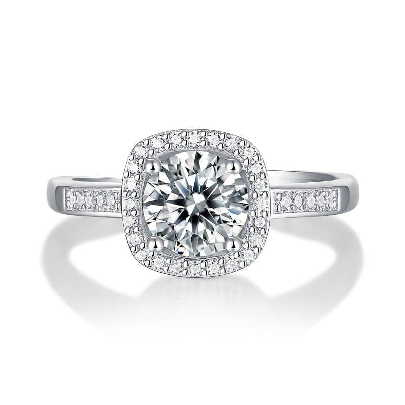 Geometric Moissanite CZ Square Classic 925 Sterling Silver Adjustable Ring