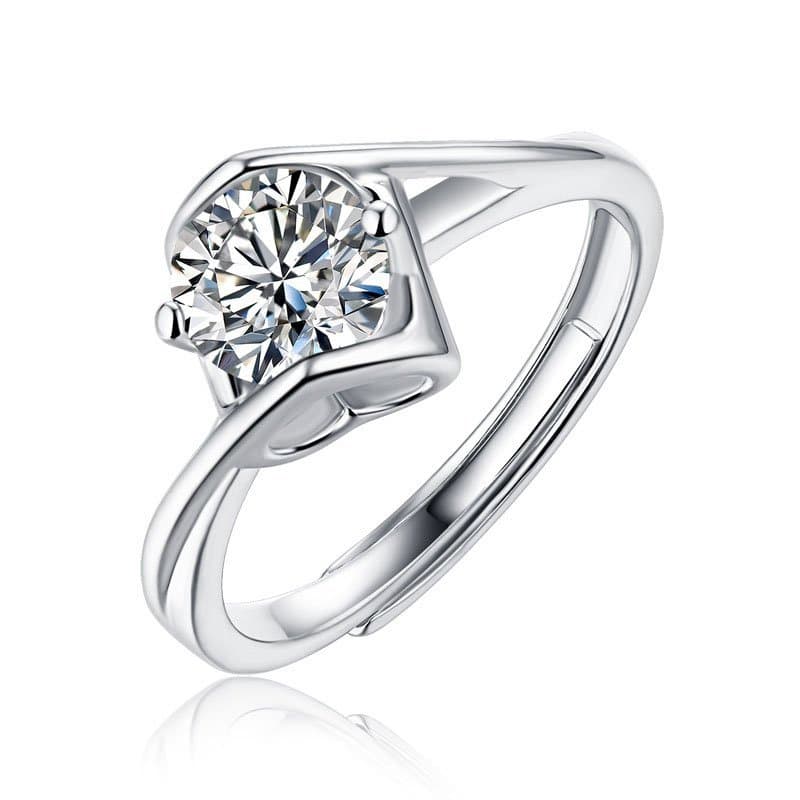 Twisted Moissanite CZ Geometric 925 Sterling Silver Adjustable Ring