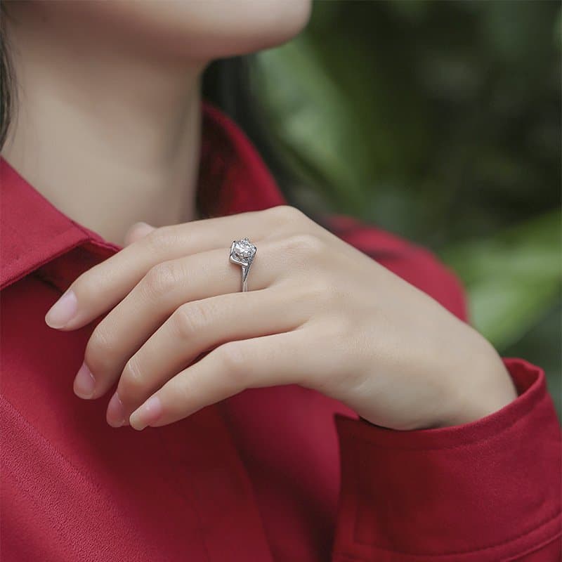 Twisted Moissanite CZ Geometric 925 Sterling Silver Adjustable Ring