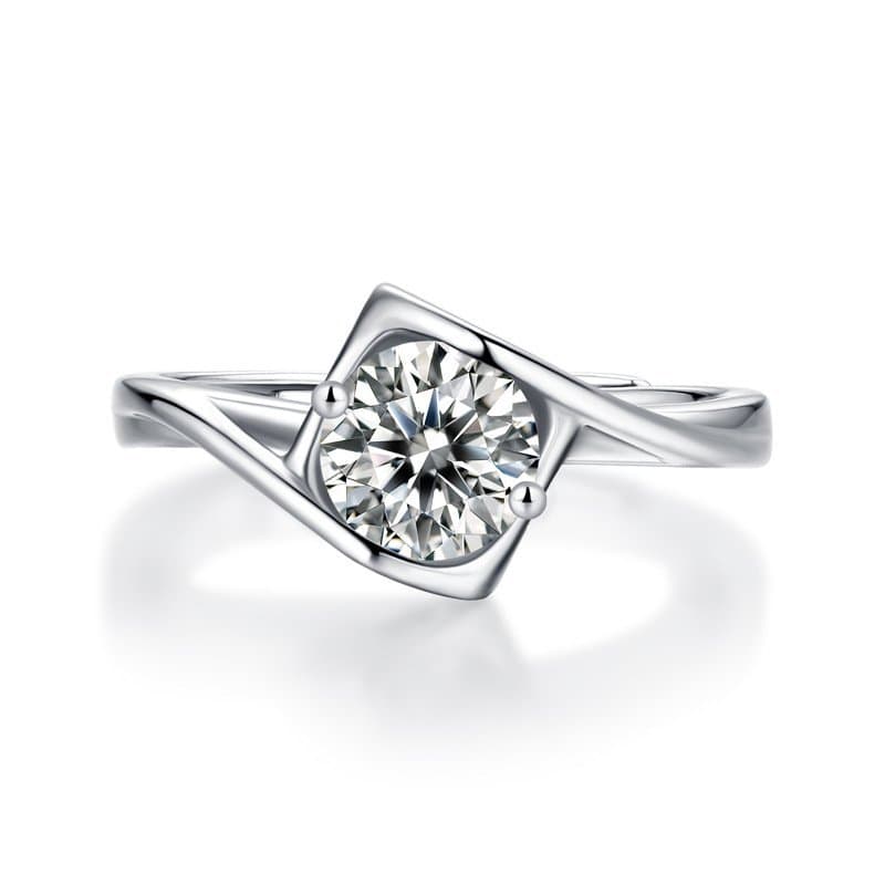 Twisted Moissanite CZ Geometric 925 Sterling Silver Adjustable Ring