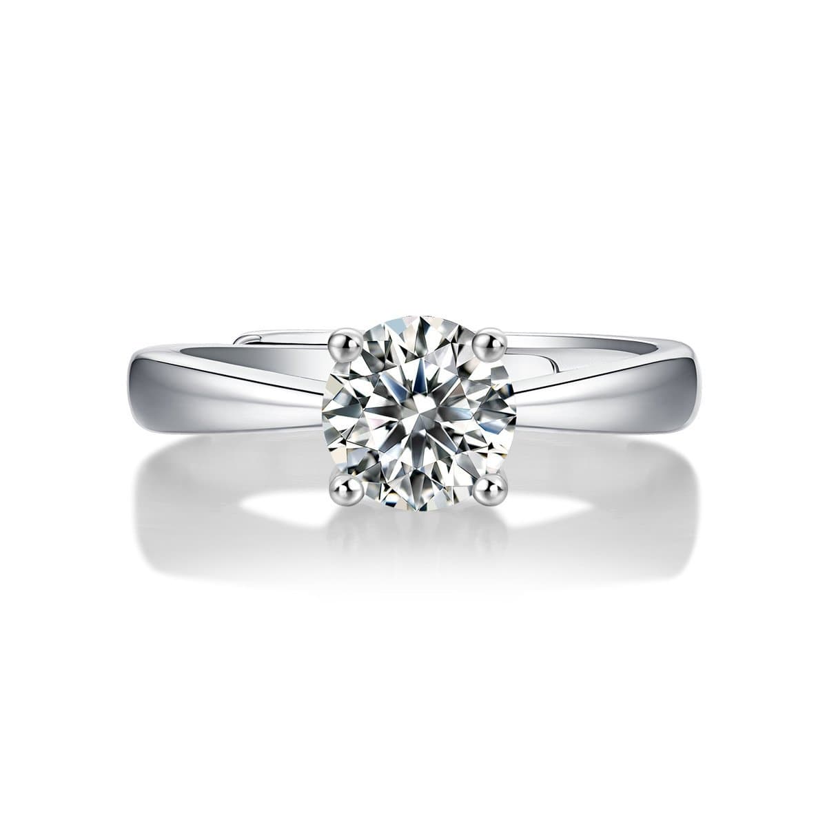 Four Claw Moissanite CZ Micro Setting 925 Sterling Silver Adjustable Ring