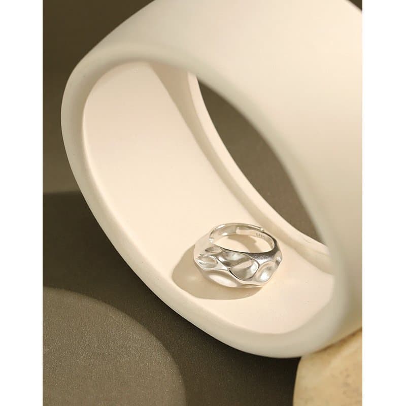 Irregular Uneven 925 Sterling Silver Adjustable Ring