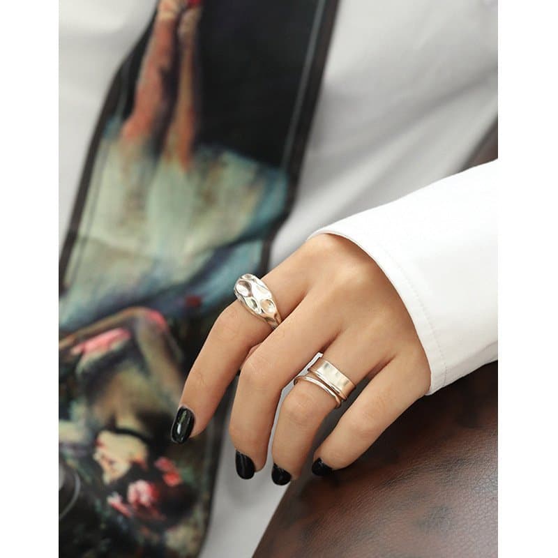 Irregular Uneven 925 Sterling Silver Adjustable Ring