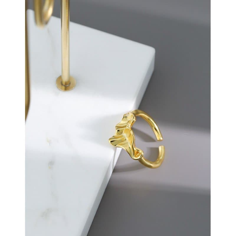 Irregular Leaf 925 Sterling Silver Adjustable Ring