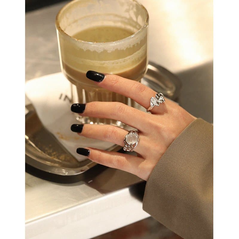 Irregular Leaf 925 Sterling Silver Adjustable Ring