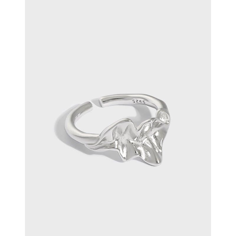 Irregular Leaf 925 Sterling Silver Adjustable Ring
