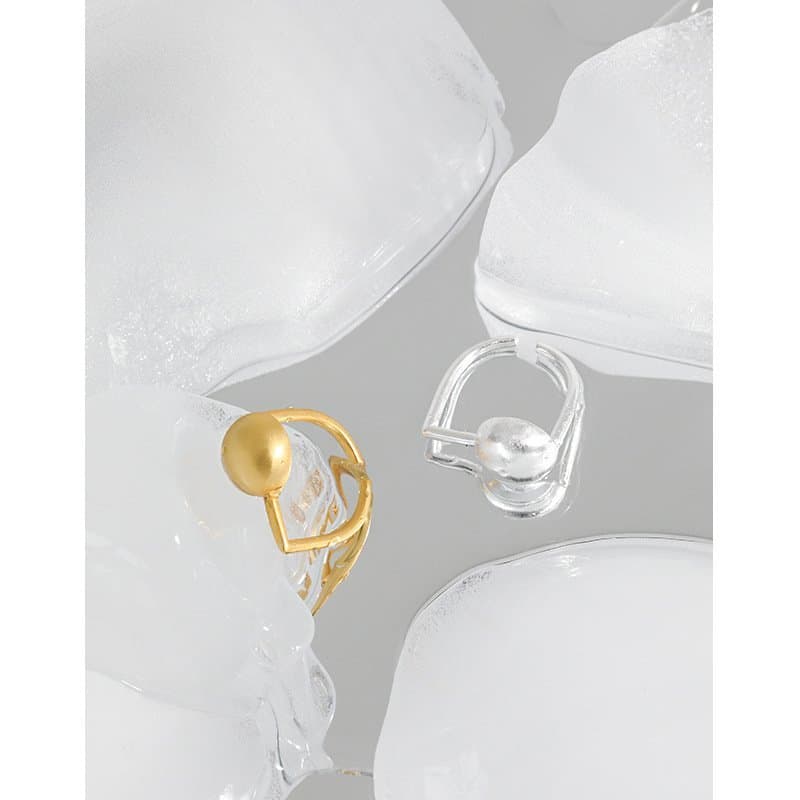 One Rouns Ball 925 Sterling Silver Adjustable Ring