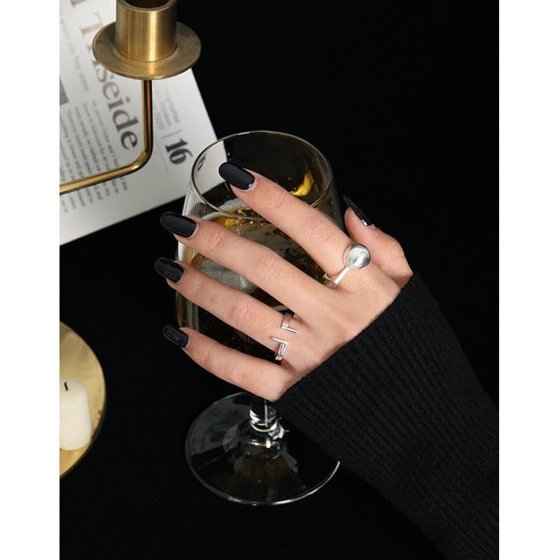 One Rouns Ball 925 Sterling Silver Adjustable Ring